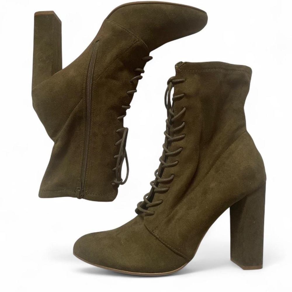 Steve Madden Elley Olive Green Lace up Suede Ankle Boots • SIZE - 9.5